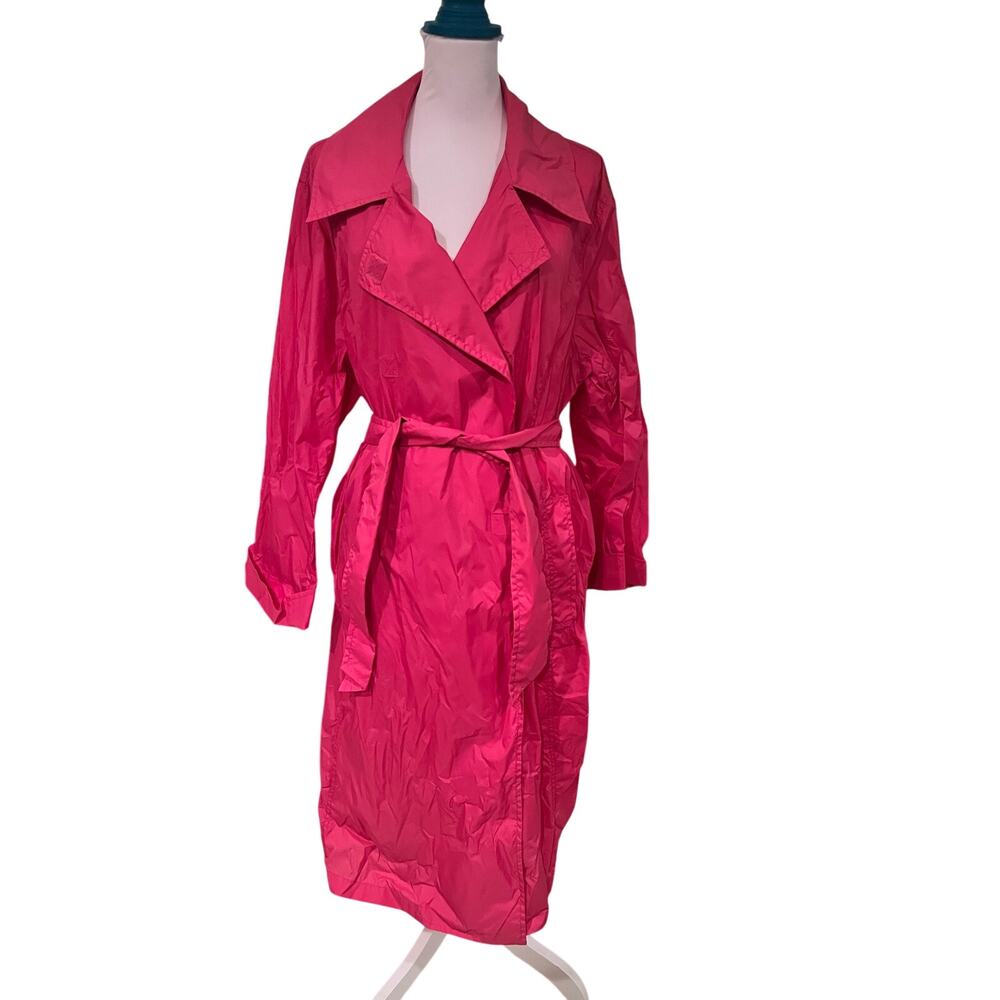 Kate Hill Vintage Pink Belted Raincoat Trench Coat Plus Size 20W Barbiecore Y2K - Picture 2 of 4